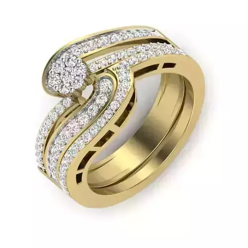 Wide Band Swirl Gold Ring With Diamonds 3