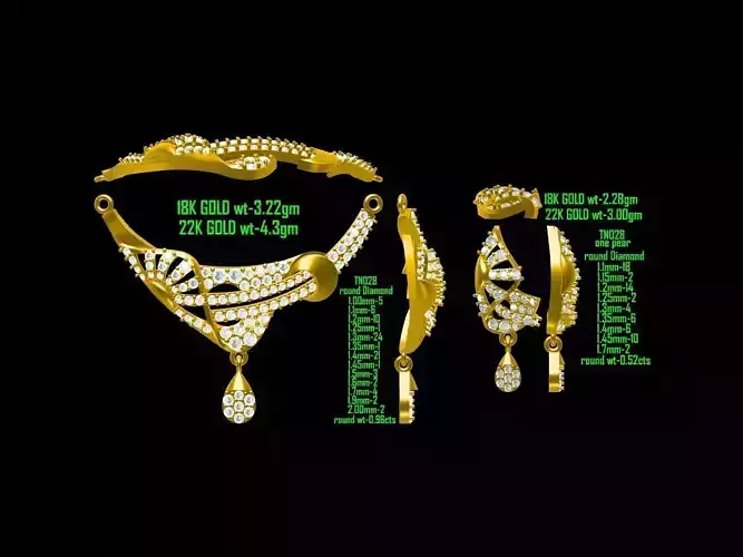 Gold Jewellery Set With Diamonds 27