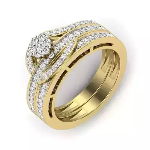 Wide Band Swirl Gold Ring With Diamonds 4