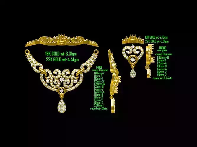 Gold Jewellery Set With Diamonds 29