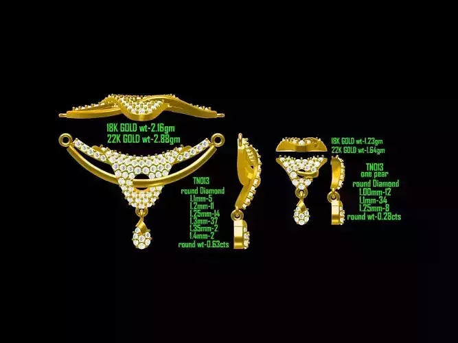 Gold Jewellery Set With Diamonds 30