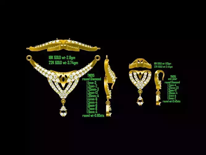 Gold Jewellery Set With Diamonds 33