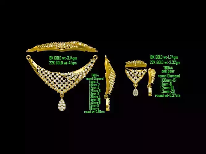 Gold Jewellery Set With Diamonds 34