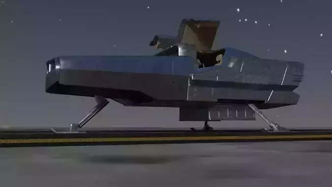 Rigged retrofuturistic flying car