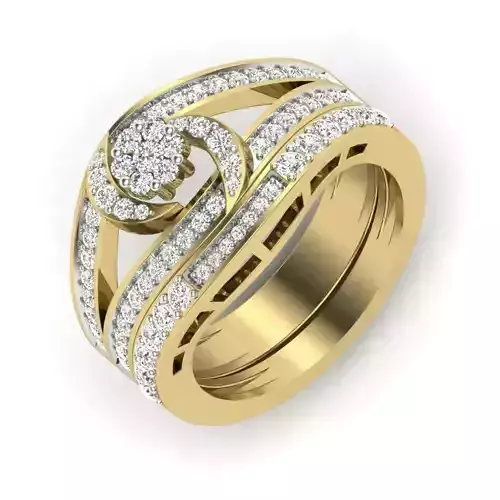 Wide Band Swirl Gold Ring With Diamonds 6