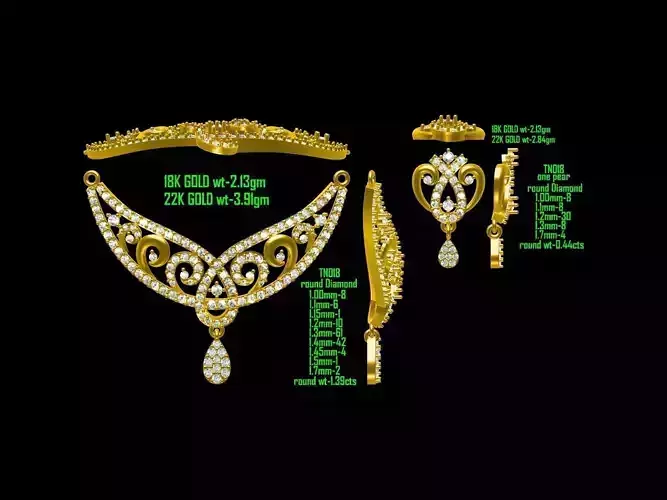 Gold Jewellery Set With Diamonds 35