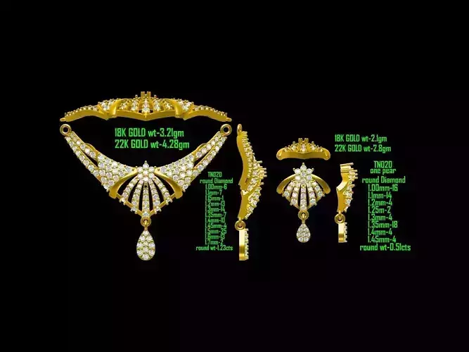 Gold Jewellery Set With Diamonds 36