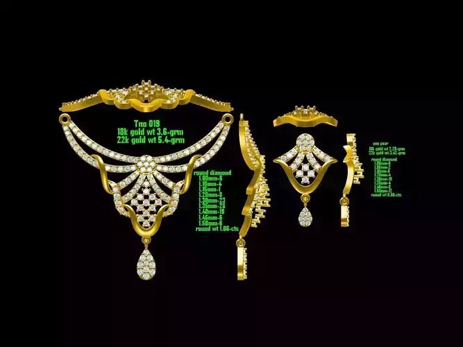 Gold Jewellery Set With Diamonds 37