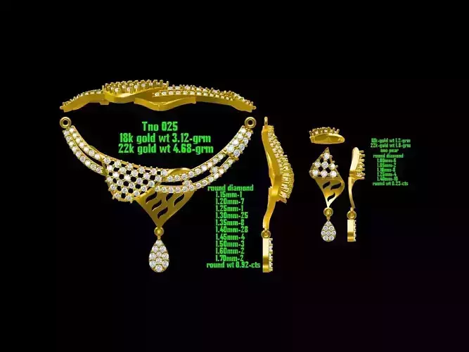 Gold Jewellery Set With Diamonds 40
