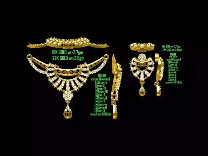 Gold Jewellery Set With Diamonds 41