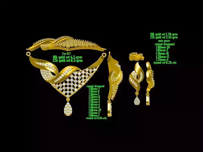 Gold Jewellery Set With Diamonds 43