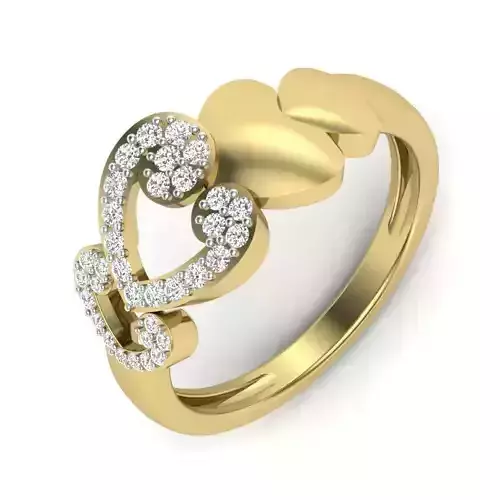 Heart Shape Gold Ring With Diamonds