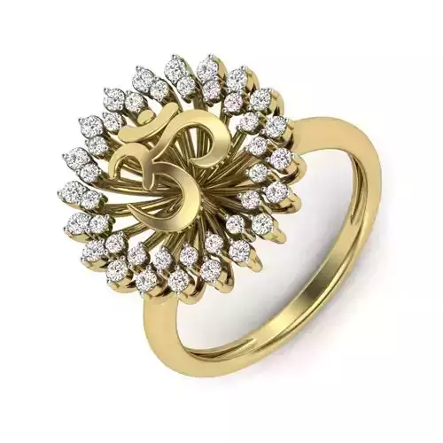  Flower Shaped Gold Ring With OM Text 3D print model