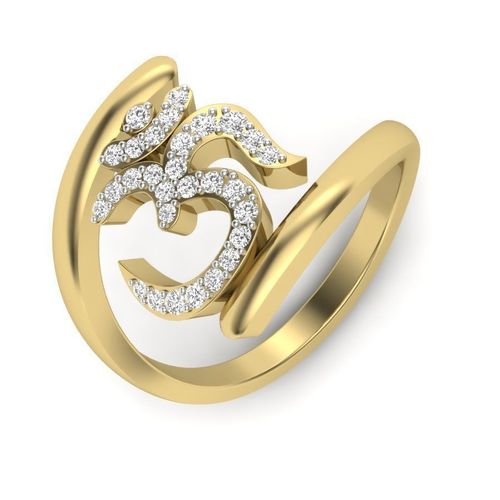 Om Script Gold Spiral Ring With Diamonds 3D print model