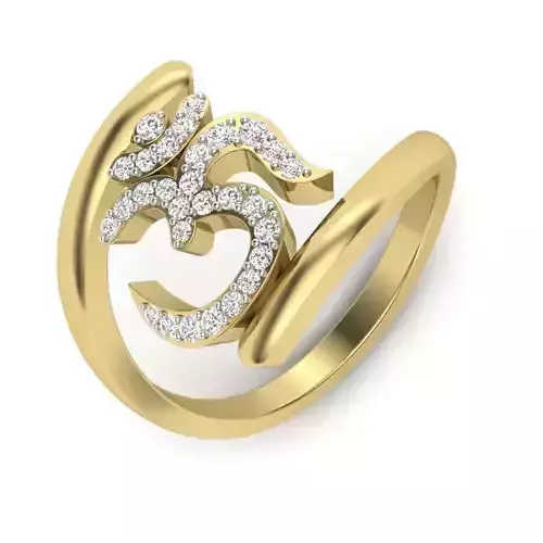 Om Script Gold Spiral Ring With Diamonds