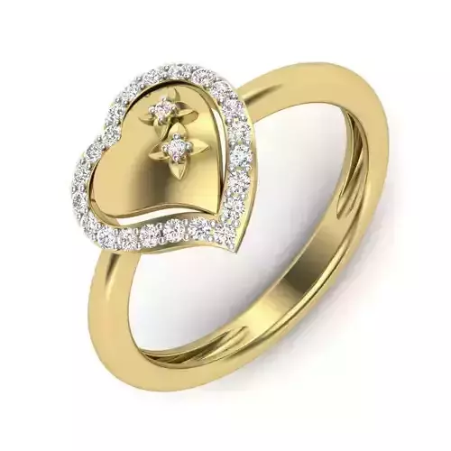 Heart Shape Gold Ring With Diamonds 1