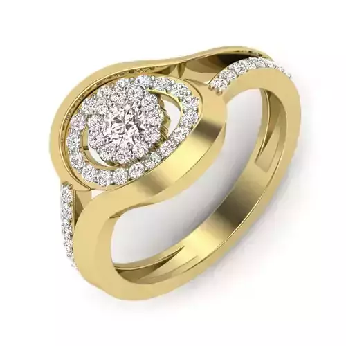 Round Shape Gold Ring With Diamonds