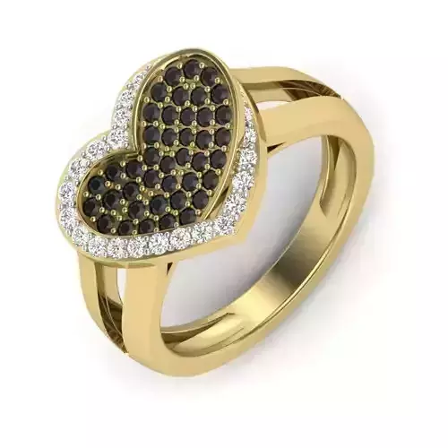 Heart Shape Gold Ring With Gemstones 3D print model