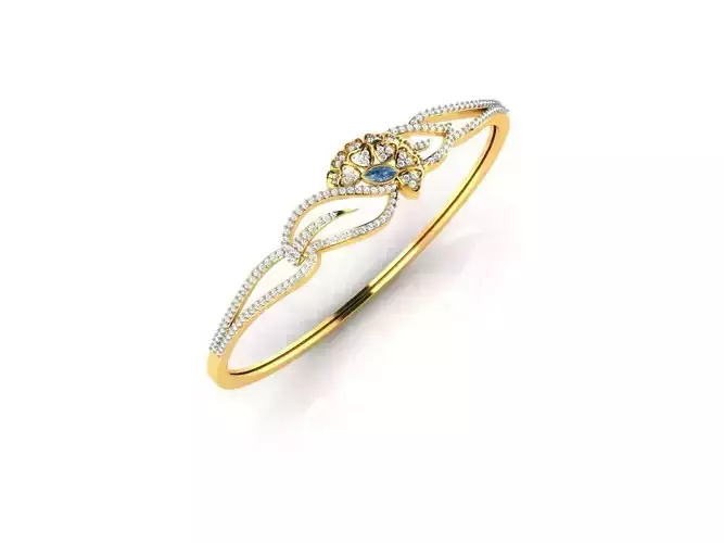 Floral Design Gold Thin Ring With Diamonds