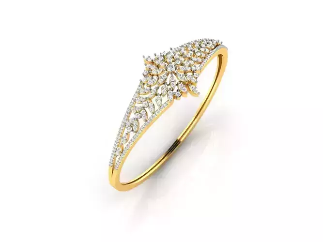 Floral Design Gold Thin Ring With Diamonds 2