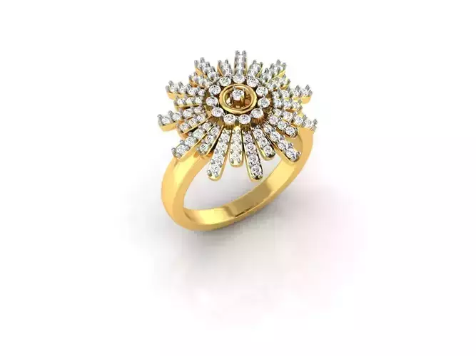 Flower Shaped Gold Ring With Diamonds 20