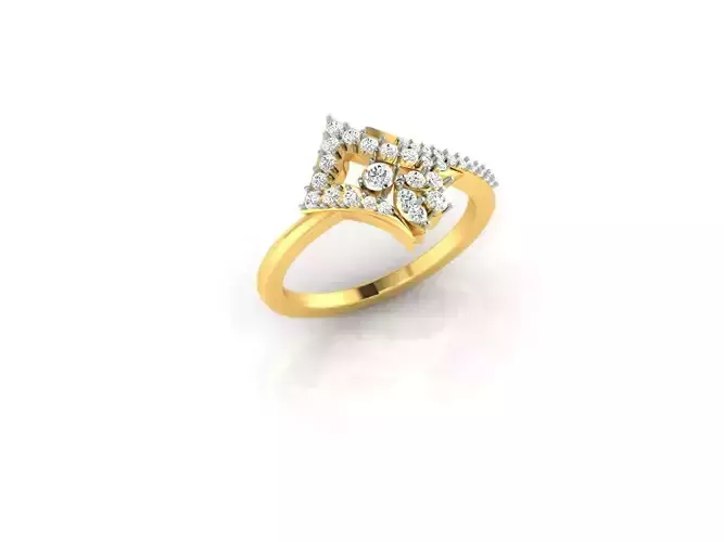 Spiral Gold Thin Ring With Diamonds 3