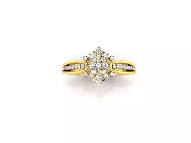 Flower Shaped Gold Ring With Diamonds 21