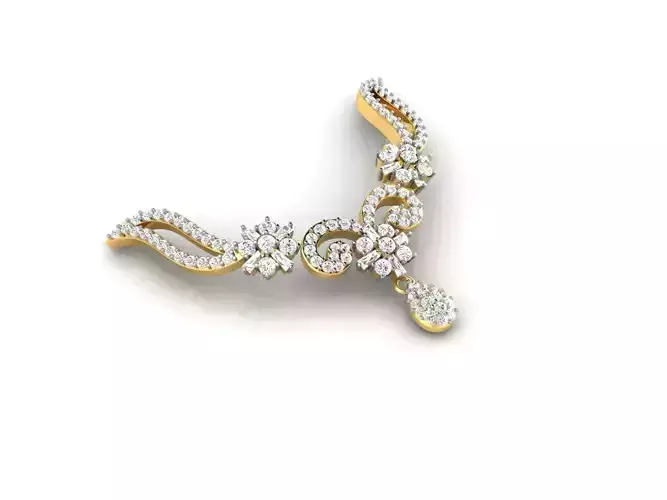 Floral Gold Necklace With Diamonds 2