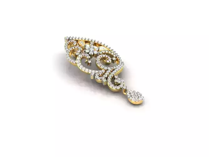 Floral Design Gold Pendant With Diamonds