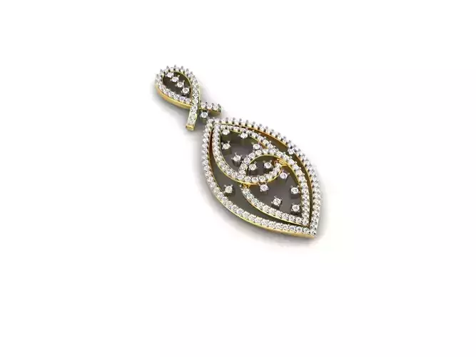Marquise Shaped Gold Pendant With Diamonds 1