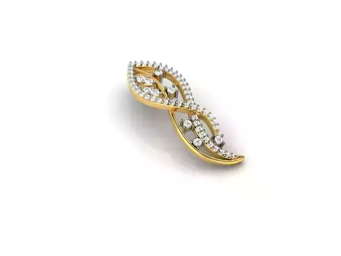 Twisted Shaped Gold Pendant With Diamonds