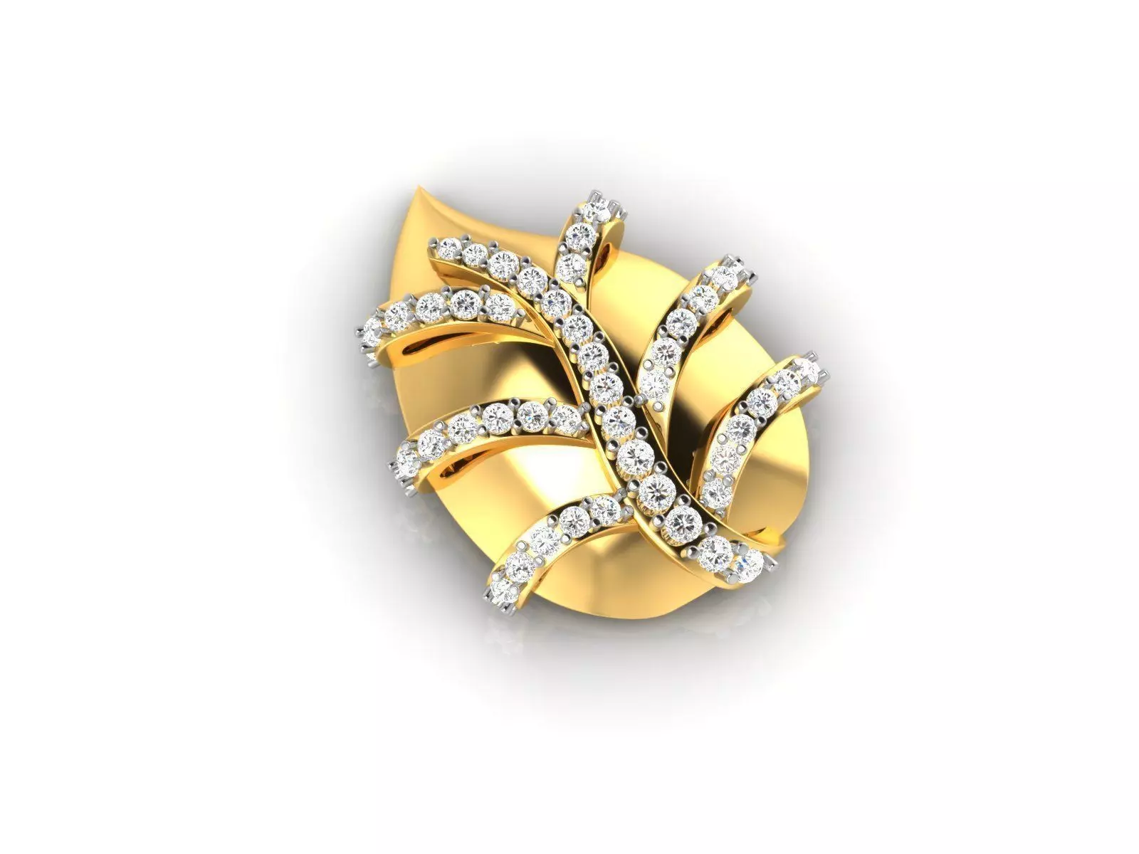 Gold Pendant With Diamonds 2 3D print model_0