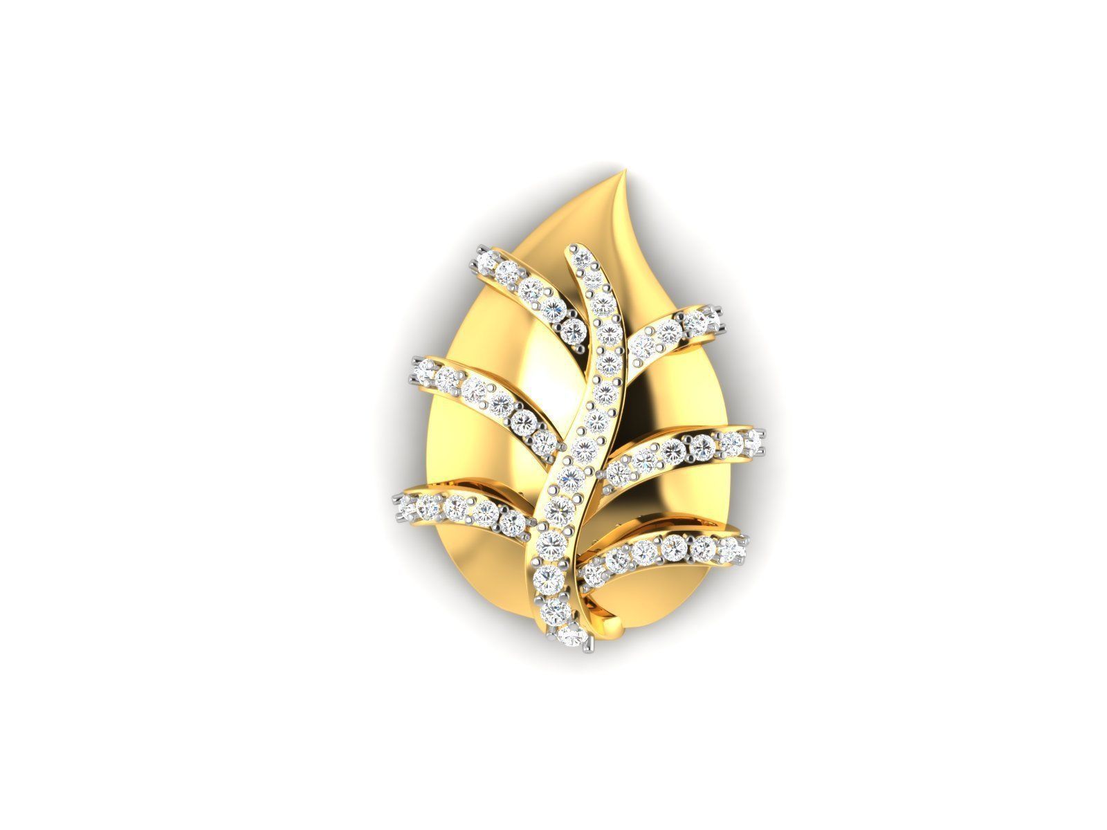 Gold Pendant With Diamonds 2 3D print model_2