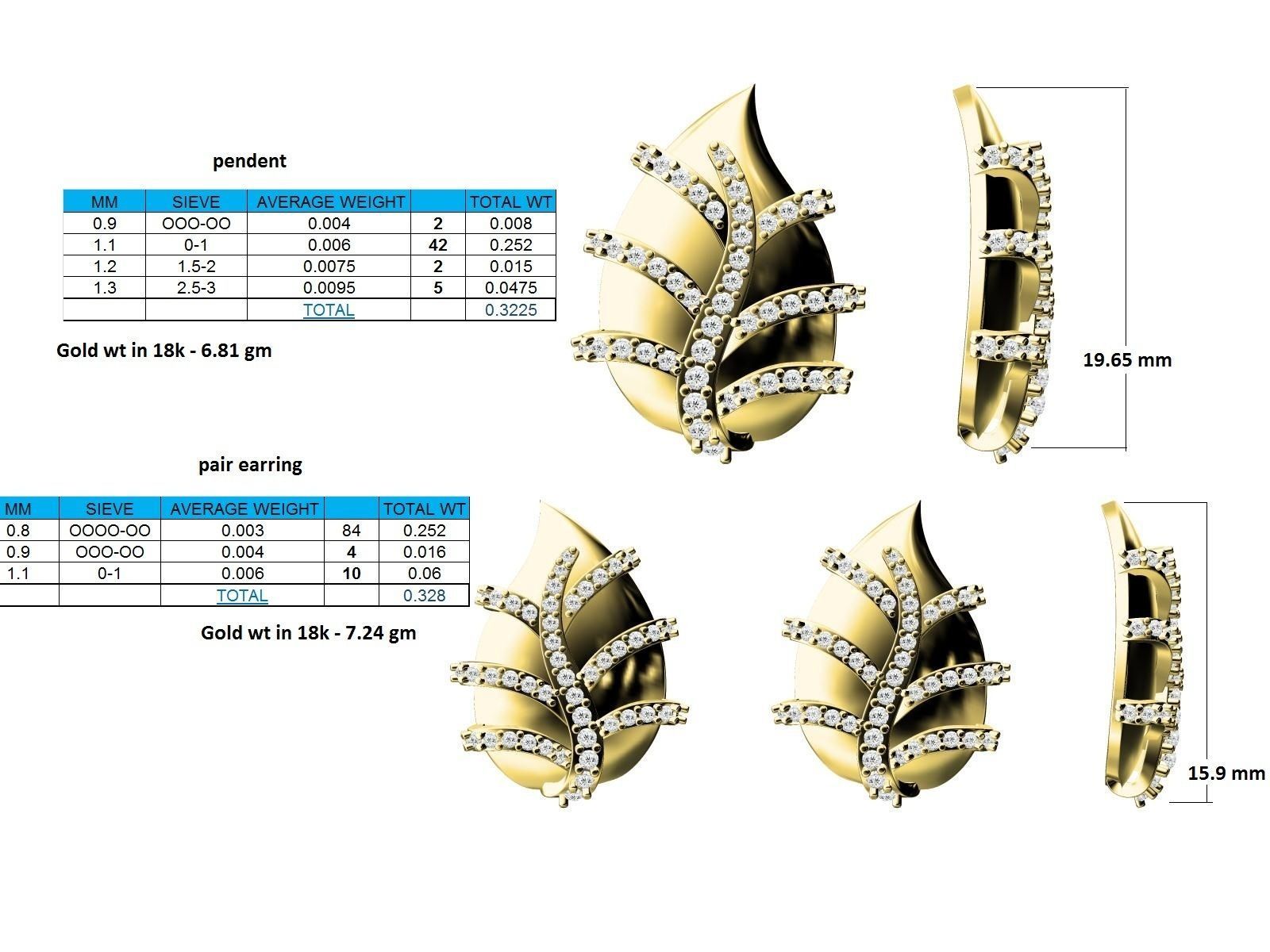 Gold Pendant With Diamonds 2 3D print model_3