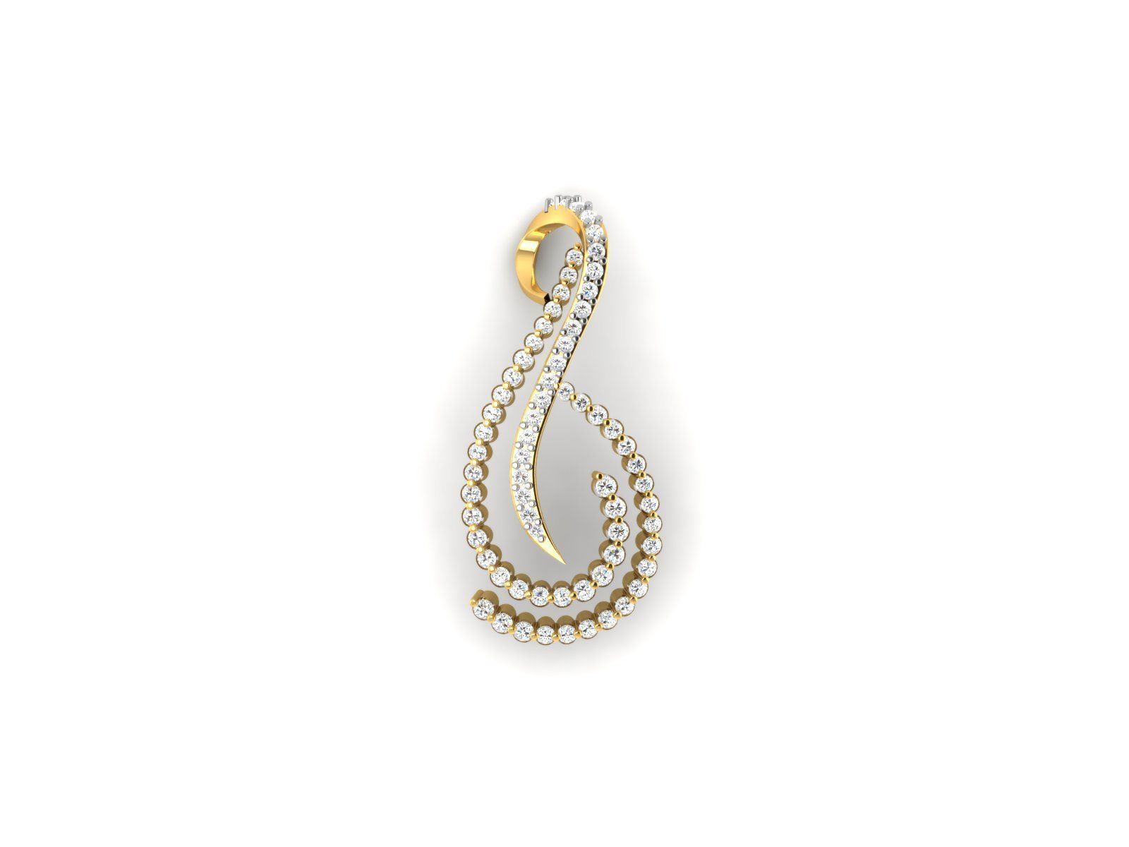 Swirl loop Pendant With Diamonds 3D print model_2