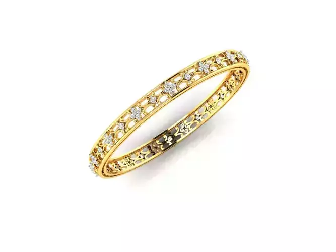 Floral Design Gold Ring With Diamonds 10