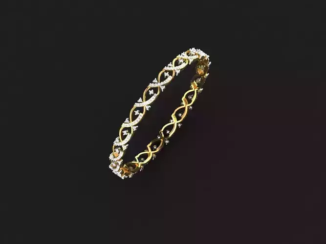 Floral Design Gold Ring With Diamonds 14 3D print model