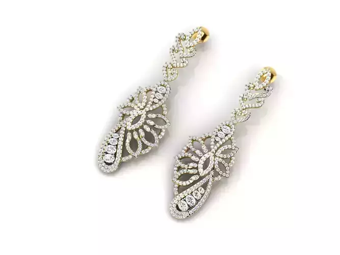 Floral Design Drop Earrings With Diamonds 8