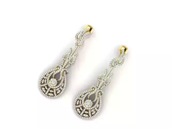 Drop Shaped Drop Earrings With Diamonds 7