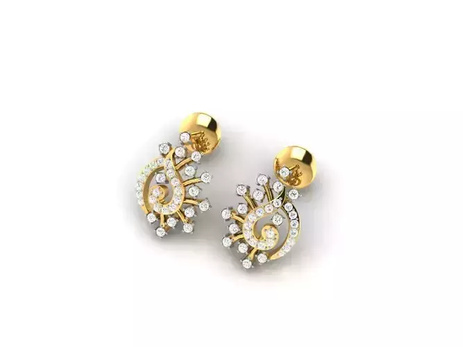 Spiral Gold Earrings With Diamonds 3