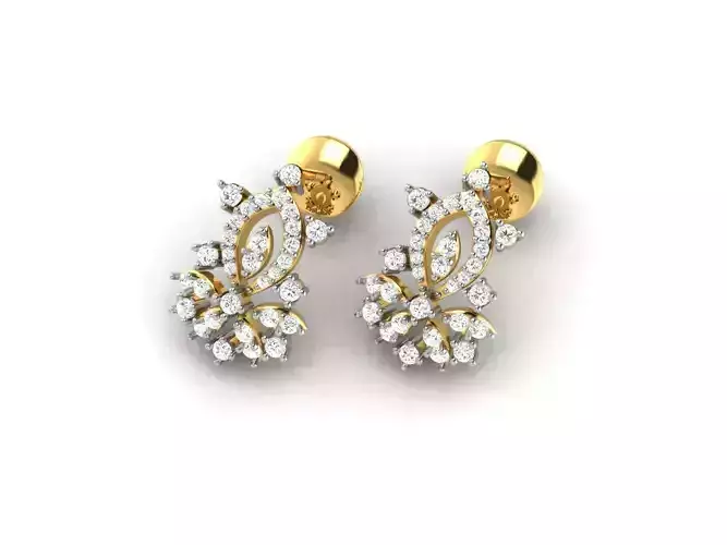 Flower Shaped Drop Earrings With Diamonds 16