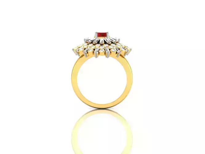 Flower Shaped Gold Ring With Ruby 1