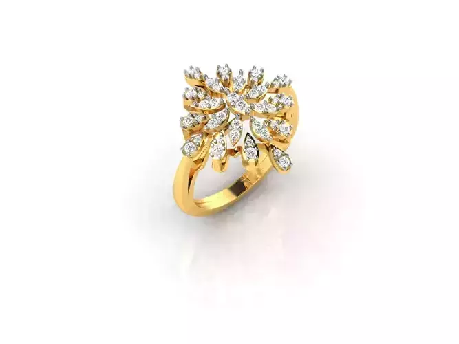 Flower Shaped Gold Ring With Diamonds 28