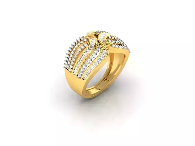 Wide Gold Ring With Diamonds