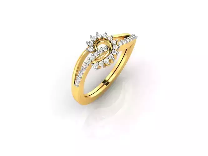 Swirl Gold Ring With Diamonds 7