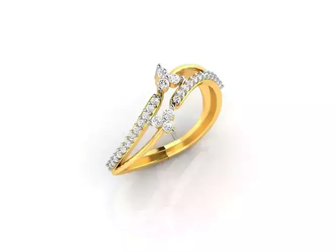 Bent Gold Ring With Diamonds 3D print model