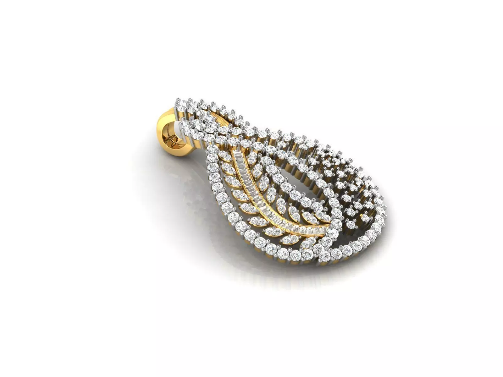 Drop Shape Pendant With Diamonds 2 3D print model_0