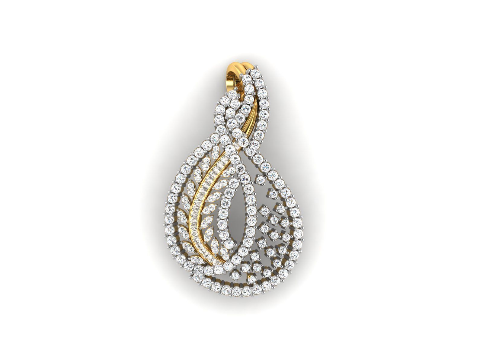Drop Shape Pendant With Diamonds 2 3D print model_2