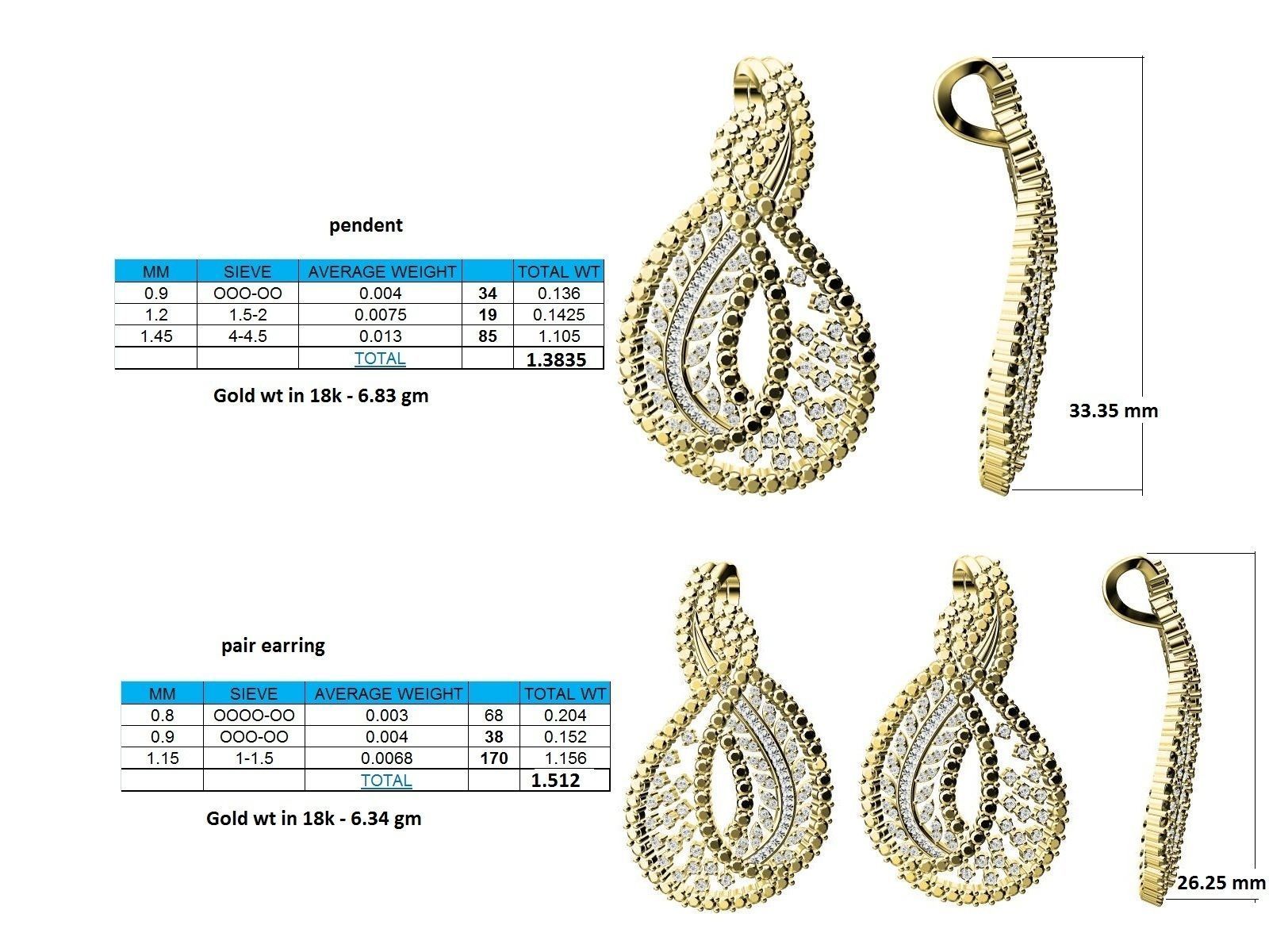 Drop Shape Pendant With Diamonds 2 3D print model_3