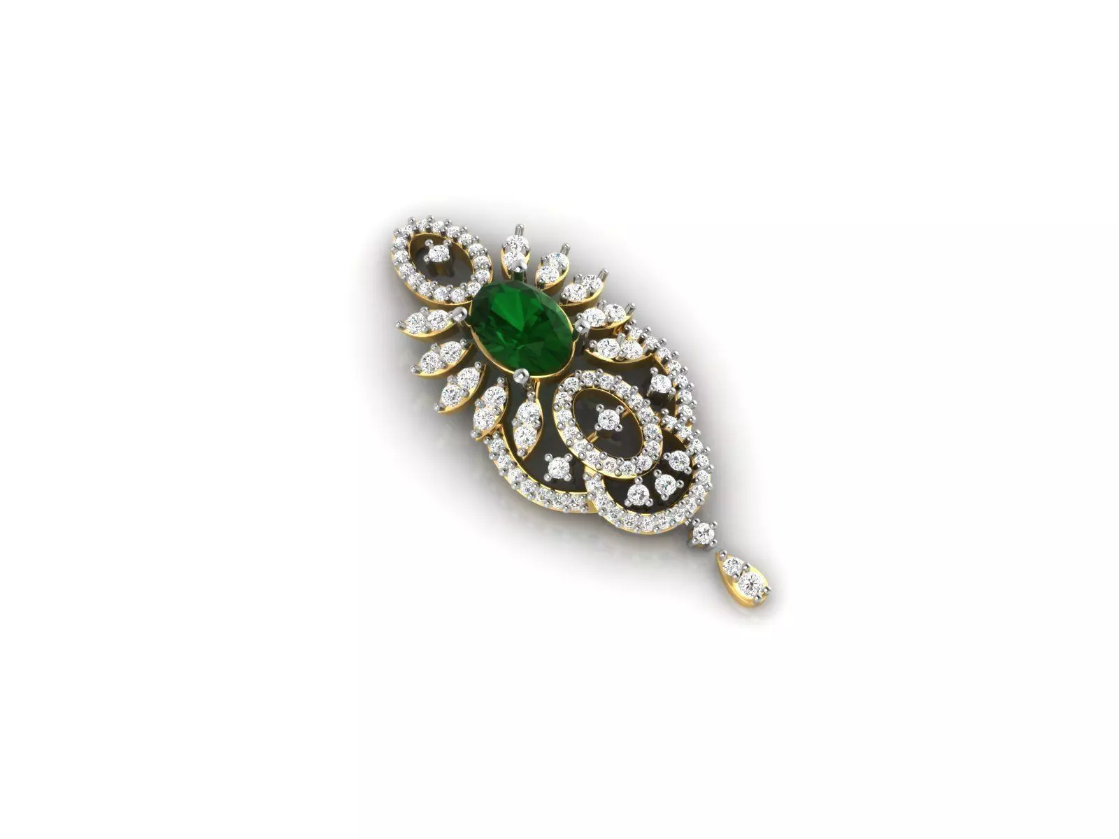 Gold Pendant With Emerald 3D print model_0